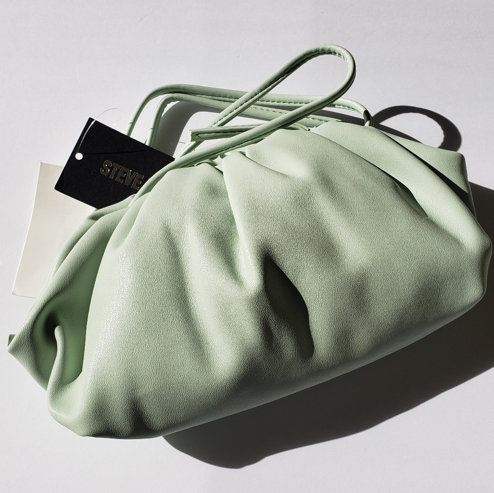 STEVE MADDEN Necture Soft Pouch Clutch Bag Mint Green - Picture 1 of 15